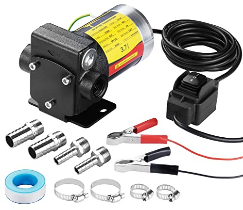 TRUPOW Bomba de transferencia de combustible y aceite autocebante de 12 V CC con bombeo reversible para gasolina, diésel, queroseno y más