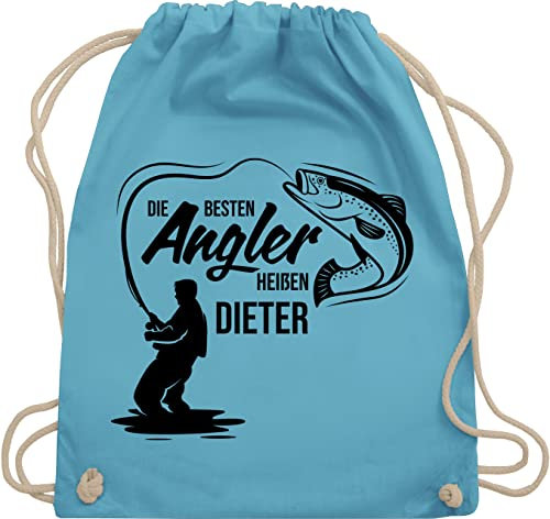 Turnbeutel Rucksack - Die besten Angler heißen Name I Geschenk Angler I Vatertagsgeschenk Angeln I Angelzubehör personalisiert I Angelgeschenkideen I Angel Geschenk für Männer I Fischer - Unisize