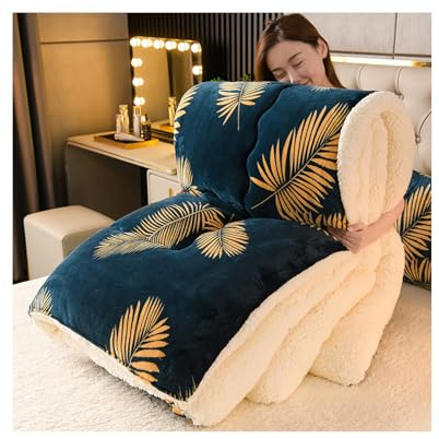 HonunG Bettdecke Winter,Schwere Decke Zum Schlafen,Dicke Bettdecke,Gewichtsdecke,Warme Lamm Kaschmir Decke,Winter Decke Warm,Bettdecke Ohne Bezug Nutzbar (Marine,180x220cm-3kg)