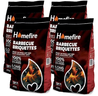 Homefire Barbecue Briquettes, Great for Traditional BBQs, 4 kg (Pack of 4)