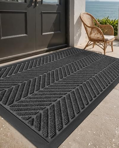 COLOR&GEOMETRY fußmatte Outdoor außen wetterfest - Grau 60x90cm - fussmatte aussen aussenbereich schmutzfangmatte außenbereich willkommen haustür