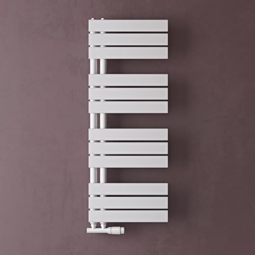 doporro Scaldasalviette Termoarredo da Bagno 104x40 cm per Parete | Colore Bianco, Acciaio al Carbonio, Montaggio a Parete, Riscaldamento ad Acqua Calda, Funzione Portasciugamani