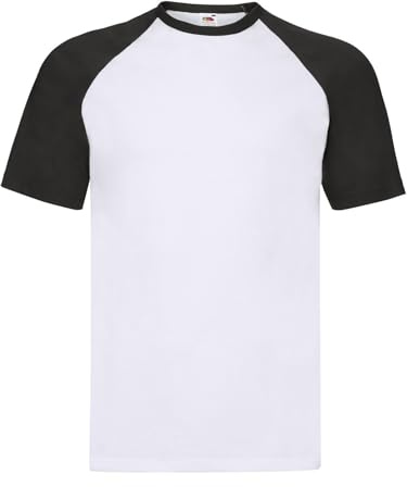 Generico T-shirt Valueweight Baseball T - T-shirt bicolore unisexe Homme/Femme à manches Raglan Courtes 100% Coton - 1 t-shirt MOD. FRU 61-026-0, blanc/noir, Medium