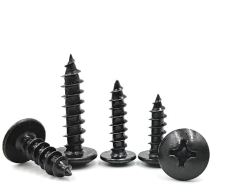 SHUNCHG 20 pezzi M3.5x12mm Viti per Legno Nero in Acciaio al Carbonio,Teste Rotonde Viti di Fissaggio con Testa a Fungo, Viti Autoperforanti