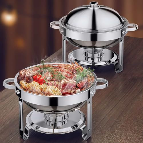 Anycoo 5.5QT Chafing Dishes for Buffet 2 Pack, Chafing Dish Buffet Set with Lid, Stainless Steel Buffet Servers and Warmers for Party Wedding Family Gathering