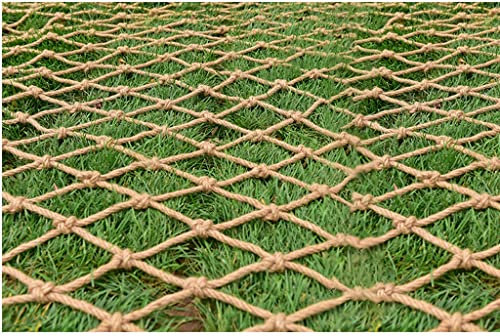 Filet en corde de chanvre de 14 mm d'épaisseur avec maille de 10 cm pour jardin, escalade, sécurité, maison, balcon, bannière, filet anti-chute et filet anti-oiseaux (jute 1 m x 8 m)
