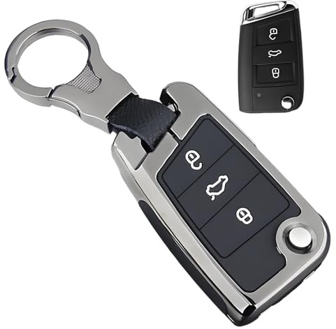 Alriedy Autoschlüssel Hülle, vw Schlüsselhülle Mit VW Golf Polo Tiguan Bora Teramont TiguanL Tharu Tayron Skoda Lamando,Zinklegierung Schlüsselhülle,Für VW Autoschlüssel Schutzhülle