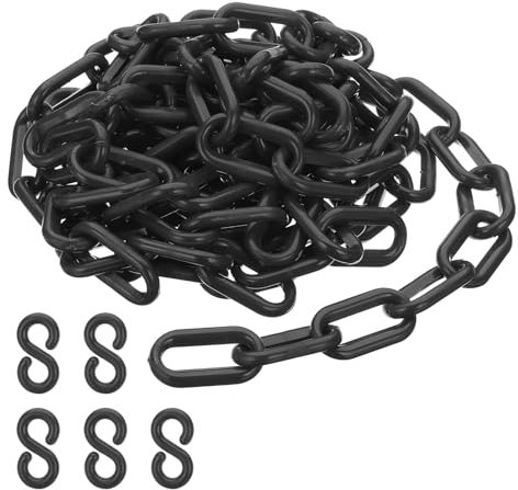 PATIKIL Plastic Chain Links, 10 Feet Safety Chains, Black Plastic Chains for Barriers, Crowd Control, Queue Lines, Parking, Fences, Gate, Concerts, and Decoration