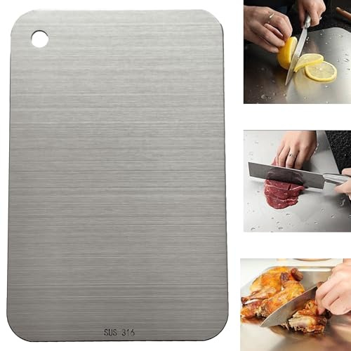 Syiyunran Tabla De Cortar Cocina Acero Inoxidable - 1 Pieza, Plata, Encimera Pan Corte Inoxidable, para Amasar y Hornear, También se Puede Utilizar Como Pasta, Tartas Tablas Cutting Board