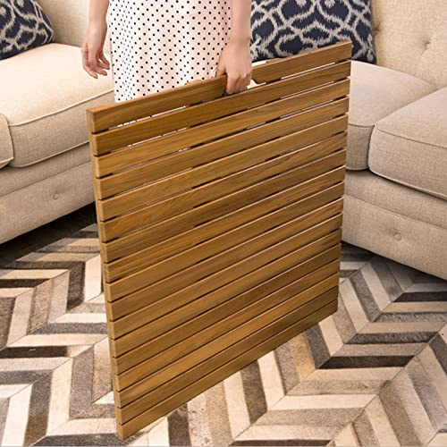 Caillebotis de bagnoire Bambou, Grand tapis de douche en teck, panneau de drainage de 3,2 cm de hauteur pour cabine de douche intérieure, tapis de bain en bois, pieds surélevés, forme de losange à se
