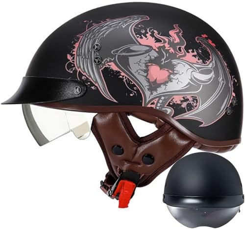Bols Demi-Casque Jet Vintage Rétro ECE Homologué Casque Ouvert De Moto pour Hommes Et Femmes Casquette Unisexe pour Vélo Scooter ATV UTV Skateboard Black M~XXL