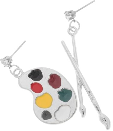 HORIALENCE Sketchpad Brush Earrings Retro Asymmetric Earrings Creative Ear Jewelry for Women Alloy Material Fashionable Dangle for Parties Festivals