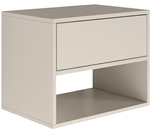 Selsey Nachttisch Hängend Schwebender Kaschmir Farbe 50B x 36T x 40H cm Nachtschrank mit Schublade in Minimalistischer - Push-to-Open - Skandinavischen Platzsparend Wandmontage Framme