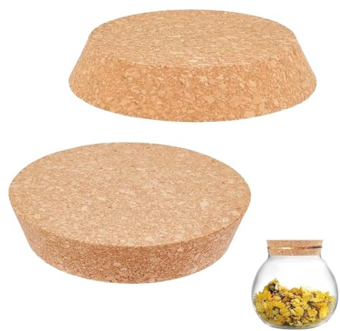 LiJuanWang Tapones de Corcho Cónicos Grandes,2 Piezas Tapones de Corcho de Madera para Botellas de Vino,Tarros y Conservas,Corchos Naturales para Manualidades,Sellado y Proyectos DIY