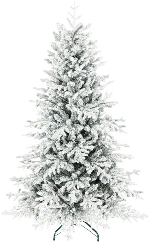 HOMCOM Künstlicher Weihnachtsbaum 180cm mit Schnee 1815 Zweigen Grün | Christbaum, Kiefernbaum mit Klappbarem Metallständer