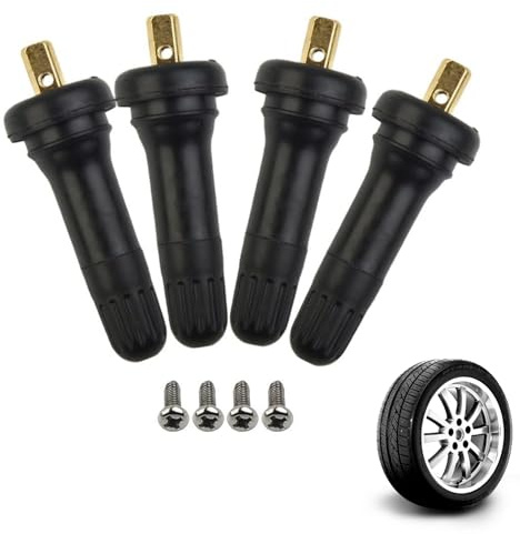 4 Stück TPMS Schrader Ventile für Reifendrucksensoren, Gummiventil Ersatz Ventilschaft mit Metalleinsatz, Ventileinsätze für Reifendruckkontrollsystem RDKS, Auto Reifen Ventile Zubehör