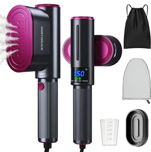 JUOIFIP Ångglättare, 1200W Steamer, Bärbar & Praktisk Reseångglättare, 24 g/min Stark Ångeffekt, Resestrykjärn med Touch-Kontroll, 2-i-1 Steamer Ångglättare för Resor & Semester