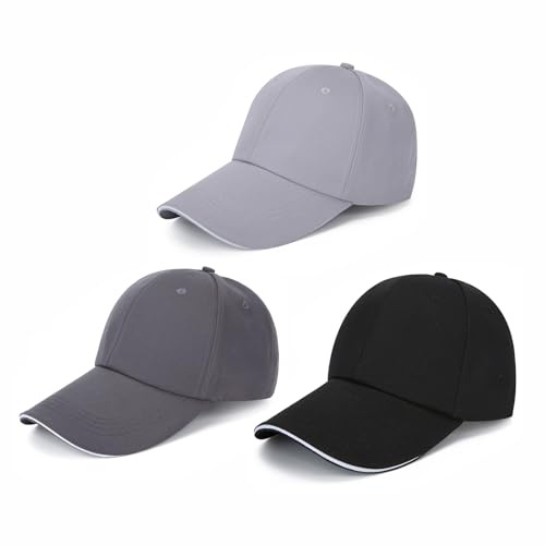 SimingZric Basecap - Unisex Baseballkappe aus Baumwolle, verstellbare Kappe Damen und Herren, atmungsaktive Sommer Sonnenblende, Basecap Herren, 3 Stück