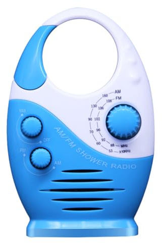 ibasenice Duschradio mit Am/fm Empfang Tragbarer Musiklautsprecher aus Abs mit Aufhängeöse für Badezimmer und Unterwegs Signal störabstand 50