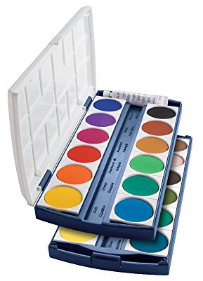 Herlitz 10199933 Schulmalfarben bzw. Deckfarbkasten, 24 Farben inklusive Deckweiß (1 Stück (1er Pack))