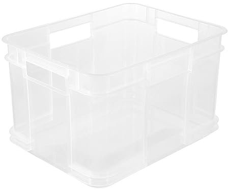 Keeeper Storage Box, Euro-Box M, Sturdy Plastic (PP), 35 x 27 x 22 cm, 16 l, Transparent- Natural