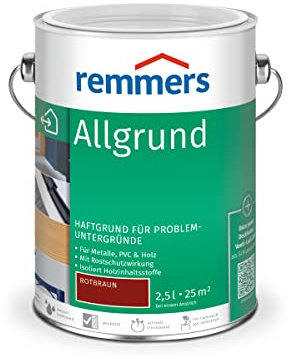 Remmers Allgrund rotbraun, 2,5 Liter, Haftgrund für Metall, Hartkunststoff, Holz, mit Rostschutz und isolierend gegen Holzinhaltsstoffe, innen und außen