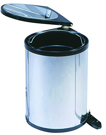 MSV Papelera INOX EMPOTRADA 12L, Acero Inoxidable, Gris, 36x28x27 cm