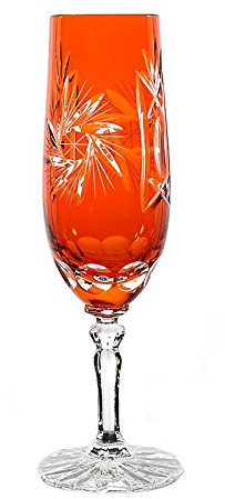 Sektglas Sektkelch Champagnerglas Sektflöte Schleuderstern 180 ml Orange Handgeschliffen Kristallglas
