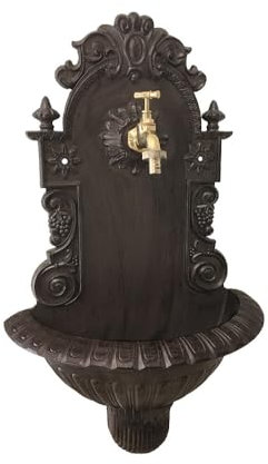 zeitzone Wandbrunnen Antik-Stil Garten Waschbecken mit Wasserhahn Metall Antik-Stil Braun