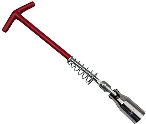 Spark Plug Wrench 13/16 Inch (21mm) ,Long Extended handle, T-handle Universal Joint Spark Plug Socket Wrench, Hex Socket Remover Installer,360-Degree Rotation Engine Spark plug tool 13/16 (21mm) Red
