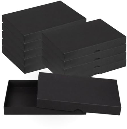Natürlich verpacken Faltschachtel 16,2 x 22,5 x 2,5 cm, Schwarz, mit Deckel, Recyclingkarton - 10er Set