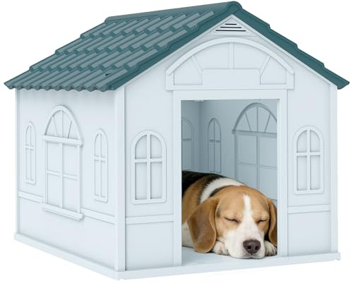 PawHut Niche d'extérieur en PP Blanc pour Chiens de Petite et Moyenne Taille - 65 x 75.7 x 63 cm