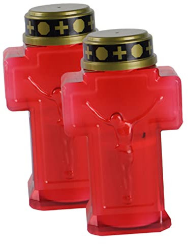 DOITOOL 2pcs Memorial Flameless Candles Decor Church Candle Light Holy Artificial Flameless s Light Led Bulb Red Bulb Led Centerpiece Floor Lamp Plastic Flashing