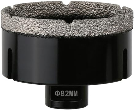 Vearter Lame de scie 82mm à diamant sec pour perçage de trous, embout M14, scie cloche soudée sous vide pour maçonnerie, découpe de trous creux pour carrelage, marbre, granit, porcelaine, béton et