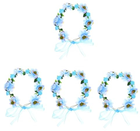 Beaupretty Corone Di Fiori Azzurre Coroncina Azzurra 4 Pezzi Di Fiori Nuziali Per Le Vacanze Della Boemia