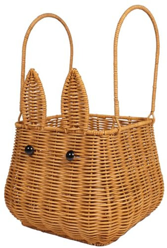 JNJOOD Panier en rotin avec poignée, panier à ufs tressé pour fille de fleurs, panier à pain en osier pour et pique-niques