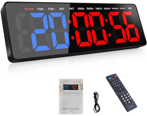 AnExer 16.5 Gym Timer, Gym Clock With Stopwatch, Count Down/Up, Remote Control Interval Training Gym Indoor Timer Suitable for TABATA, EMOM