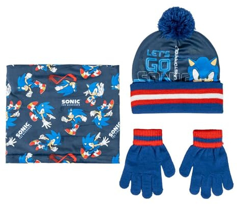 CERDÁ Life'S Little Moments | Conjunto Gorro, Guntes y Braga Sonic Cómodo y Práctico Ideal para el día a día - Gorro Guantes y Braga Pack Completo Sonic