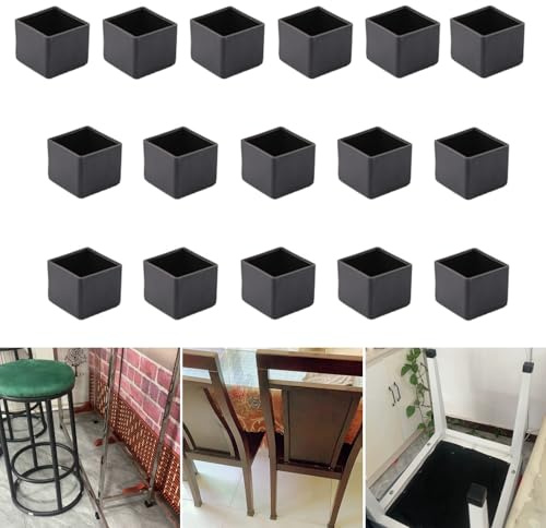 16 protezioni quadrate in silicone per gambe della sedia, 30 x 30 mm, per evitare graffi e ridurre il rumore