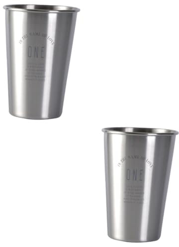 TINEASUR 2pezzi Bicchiere Acciaio Inossidabile Coppa Riutilizzabile Per Birra e Succo Design Elegante e Perfetta Per Casa e Bar Resistente e Infrangibile