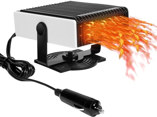 Skibiles Riscaldatore per Auto, Stufetta per Auto 12V 150W, Riscaldamento Veloce 2 in 1 Sbrinatore per Parabrezza Ventola di Demister Raffreddamento et Riscaldatore Auto con Base Rotante a 360 Gradi