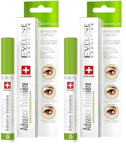 Eveline Cosmetics Sérum concentrado para el crecimiento de pestañas Advance Volumiere | 10 ml | Acondicionador Fortalecedor y Engrosador de Pestañas Largas | Fórmula innovadora con ácido hialurónico