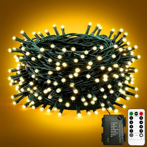 litogo 1 Stück Lichterkette Batterie Timer mit Fernbedienung, 5M 50 LED Lichterketten Dimmbar IP65 Wasserdicht Kleine Fairy Lights, Lichterkettenbatterie für Party Hochzeit Weihnachten Deko, Warmweiß