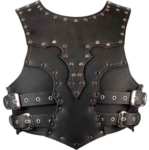 FAD-4U Mittelalter Ritter Leder Brustpanzer Verstellbare Schnalle Brustpanzer Cosplay Kostüm Schwarz Braun (Schwarz)