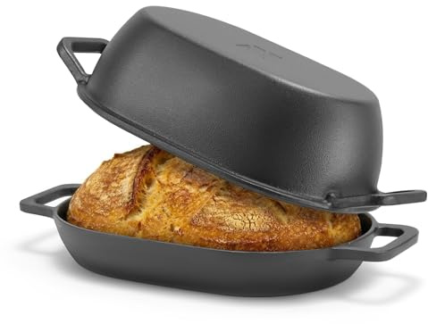 Northriver Casting 12x8 Oval Cast Iron Dutch Oven for Bread Baking，Pre-Seasoned Combo Cooker with Lid, Perfect for Sourdough, Artisan Loaves & Family Meals,5 Qt