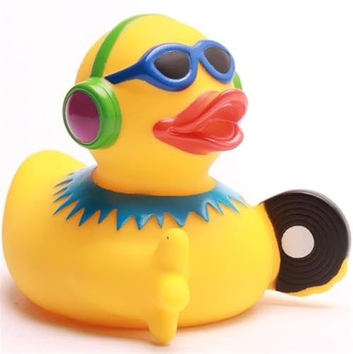 Duckshop I Badeente Diskjockey DJ I Quietscheente L: 8,5 cm I Quietscheentchen I Geschenk für Musik-Liebhaber I Präsent Sammler