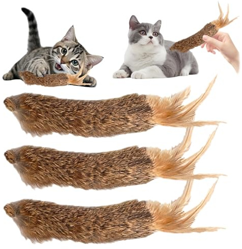 BSITSSS 3 stycken kattleksaker, kaninpäls kattmynta leksaker, mjuk fluffig kattleksak, fjäder, interaktiv kattleksak, fjäderleksak med gallfrukt för inomhuskatter