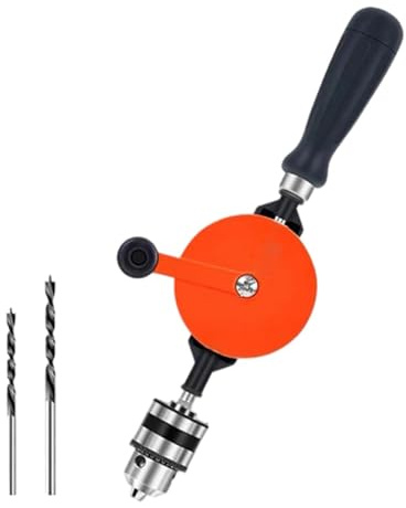 Sharplace Perceuse manuelle à manivelle, portable, en acier, multifonctionnelle et puissante, à deux vitesses, pour PVC, travail du bois et acrylique, Style B with 2 Bits