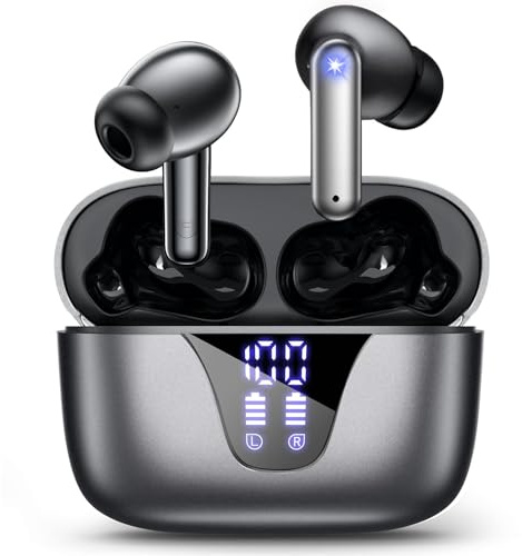 Wireless Earbuds Bluetooth Headphones, 50H Playtime Ear Buds with Mic in-Ear Earphone - Steel