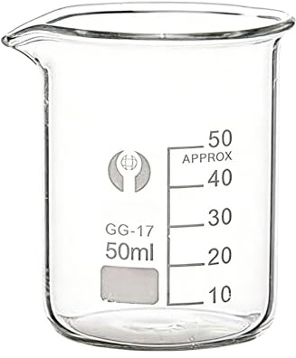 Juego de vasos medidores de laboratorio de 10 ml – Probeta medidora de cristal transparente con escala para cocina y experimentos químicos (50 ml)
